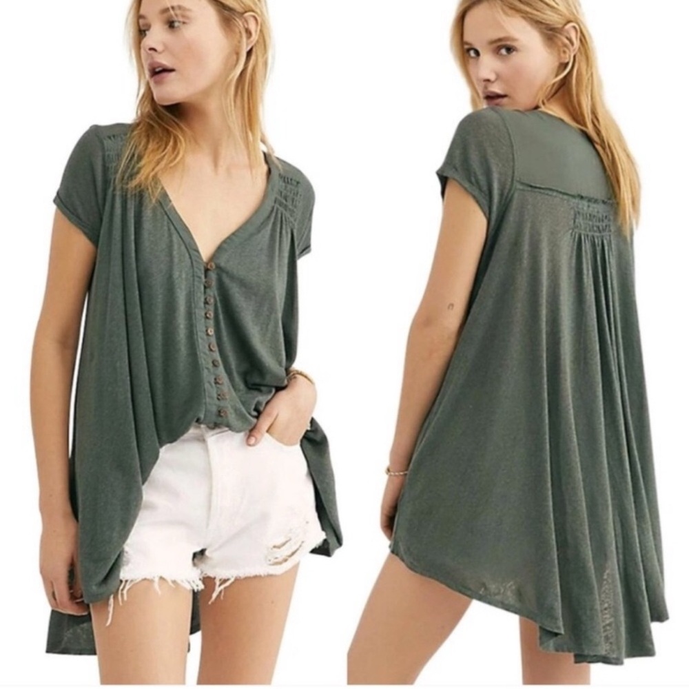 Free People Highland High Low Oversized Slouchy Tee - Brand New With Tags